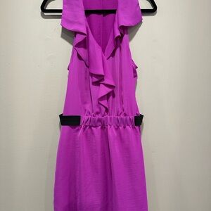RACHEL Rachel Roy Vibrant Fuchsia Ruffled Collar Mini Dress